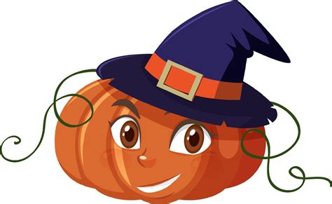 Cute Pumpkin Cartoon Character With Happy Face Expression On White