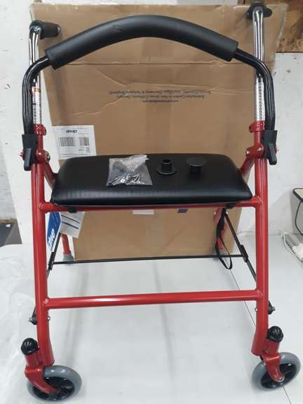 Drive Medical Two Wheeled Walker With Seat Red 1 Each 1 Count New