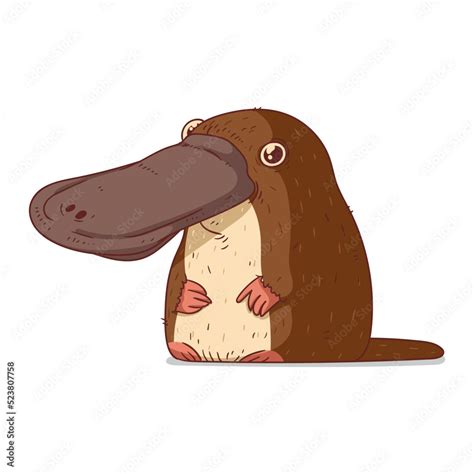 A Platypus Isolated Vector Illustration Funny Cartoon Picture Of A