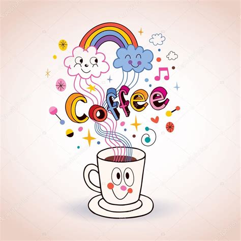 Cute Cartoon Coffee Cup Illustration — Stock Vector