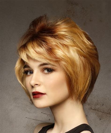 Womens short undercut hairstyles with hair tattoo. Short Straight Light Red and Blonde Two-Tone Hairstyle ...