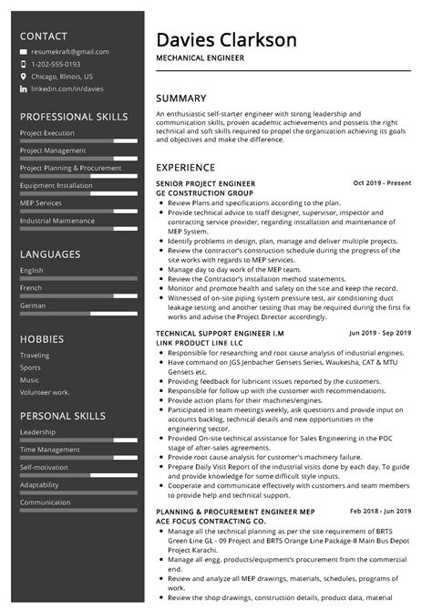 Download free technician resume samples in professional templates. Mechanical Engineer Resume Sample & Writing Tips 2020 ...