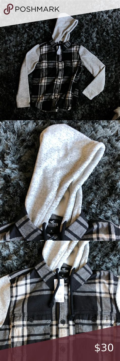 Hollister Hooded Flannel Shirt Hooded Flannel Flannel Shirt Hollister Jackets