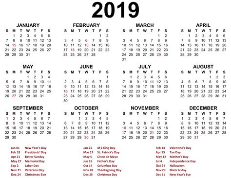 Free year planner barca fontanacountryinn com. Free Printable Calendar 2019 in PDF Word Excel Template