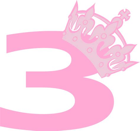Pink Number 3 With Crown Free Image Download