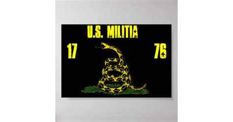 Black Gadsden Us Militia Flag Poster Zazzle