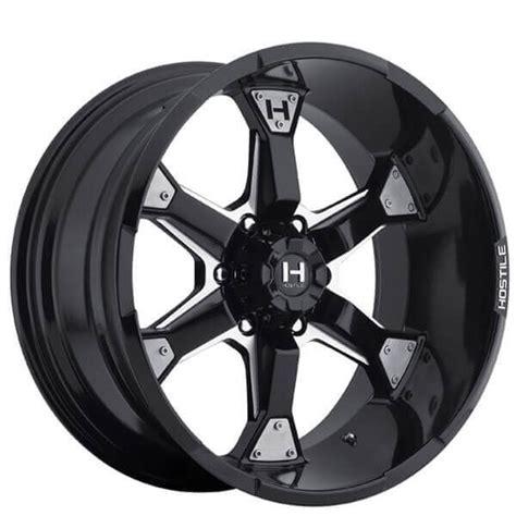 22 Hostile Wheels H101 Knuckles Gloss Black With Milled Accents Off