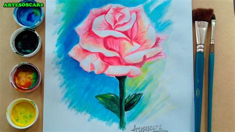 Como Pintar Una Rosa Con Temperas Tipo Acuarela FÁcil Youtube Youtube