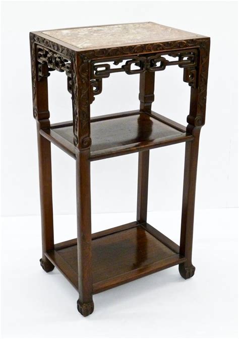 Antique Chinese Carved Rosewood Marble Top Tea Table Feb 27 2015