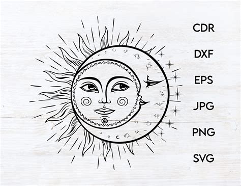 Sun Moon Face Svg Celestial Face Pendant Sun Moon Face Svg Etsy Israel
