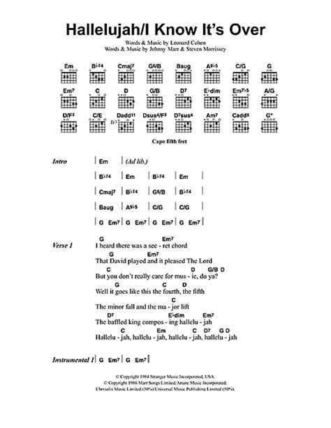 Jeff Buckley Hallelujah I Know It S Over Sheet Music And Printable