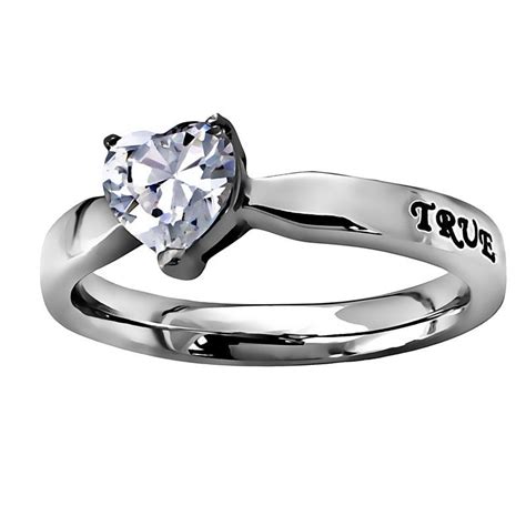 Stainless Steel Petite Band With Large Heart Cut Cubic Zirconium Stone