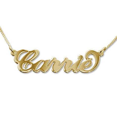14k solid gold carrie style name necklace 3 sizes be monogrammed