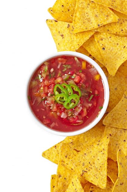 Bowl Of Fresh Salsa Dip Isolated Free Photo