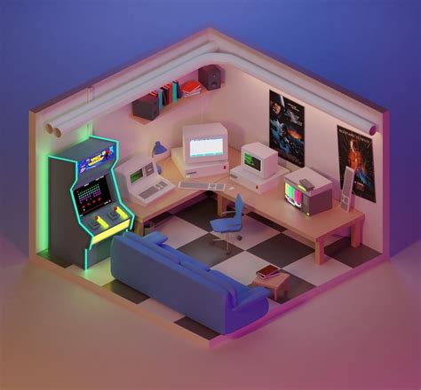 90s Retro Gaming Room 3d Model Game Ready Cgtrader