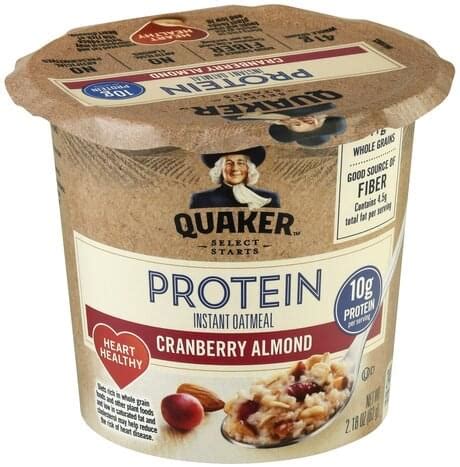 This is a taste test/review of the new quaker protein oatmeal raisin nut and the peanut butter chocolate bars. Quaker Protein, Cranberry Almond Instant Oatmeal - 2.18 oz, Nutrition Information | Innit