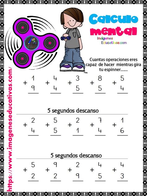 Cálculo Mental Fichas Con Espinners 1 Imagenes Educativas