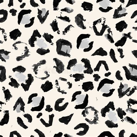 Vector Illustration Hand Drawn Leopard Print Seamless Pattern Black