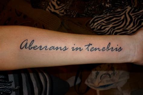 Aberrans In Tenebris Latin Quote Tattoo On Arm Tattooimagesbiz