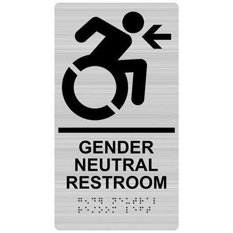 Portrait Gender Neutral Restroom Sign Rre 35210r Blkonbrslvr