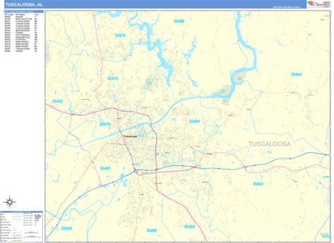 Tuscaloosa Alabama 5 Digit Zip Code Maps Basic