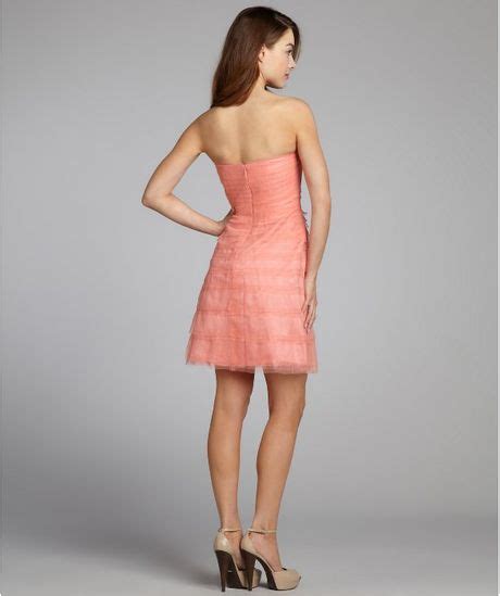 Donna Morgan Pink Lemonade Tiered Tulle Estelle Strapless Dress In Pink