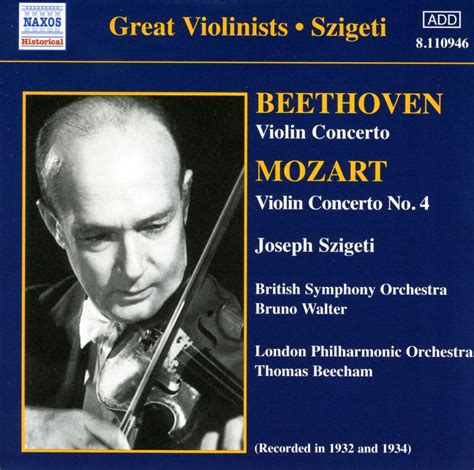 Beethoven Mozart Violin Concertos Szigeti