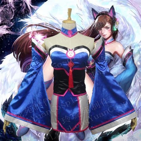 Customize Hot Game LOL OW Ahri Dva Custom Size Uniforms Cosplay Costume For Halloween