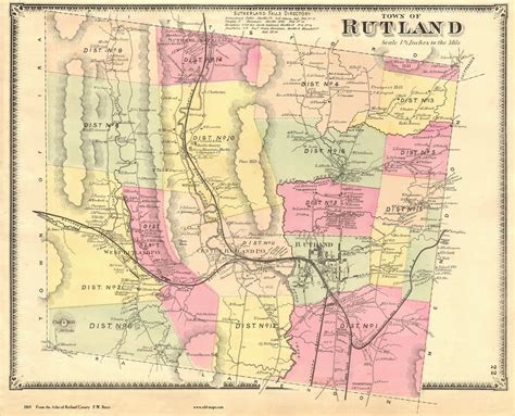 Rutland Vermont 1869 Old Town Map Reprint Rutland Co