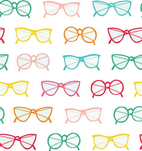 Eyeglasses Pattern Cute Summer Sunglasses Vector Seamless Background Hand Drawn Colorful