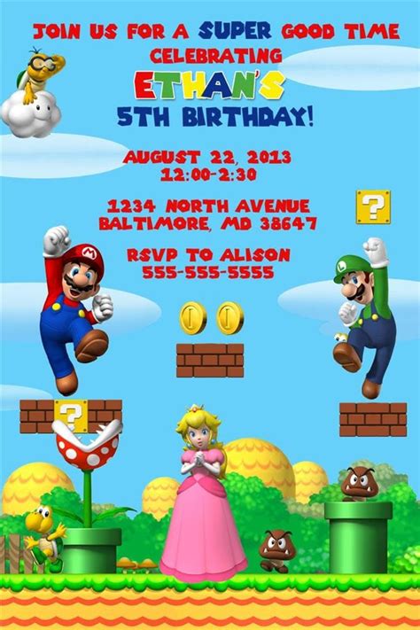 Culturavagabonda Super Mario Bros Invitations