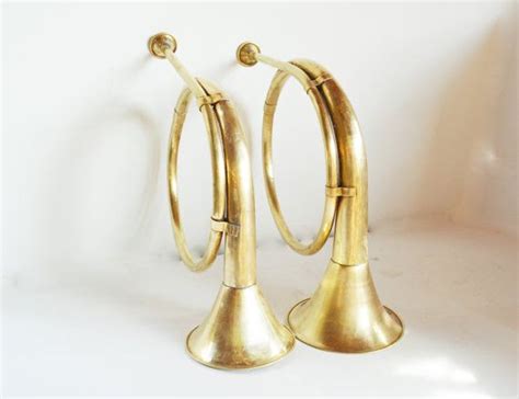 Brass Horns Set Of Horns Vintage Brass Horns Christmas Etsy Vintage