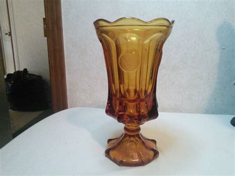 Fostoria Amber Gold Coin Glass Footed Urn Pattern 1372 Vase