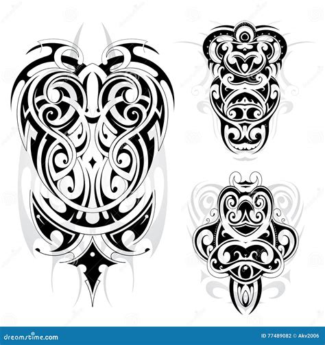 Maori Tribal Tattoo Set Stock Vector Illustration Of Symbol 77489082