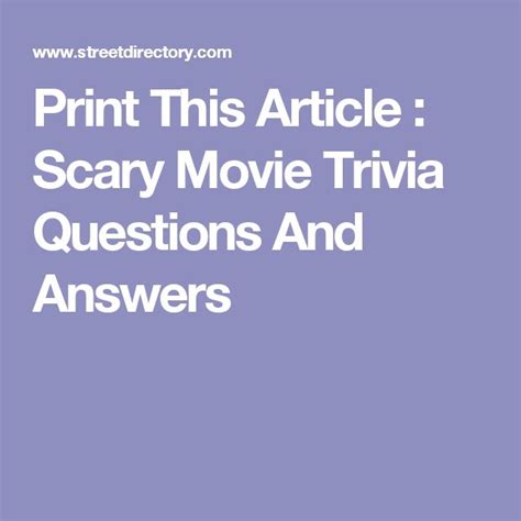In a time when every side seems convinced it has the answers, the atlantic and hbo are p. Print This Article : Scary Movie Trivia Questions And ...