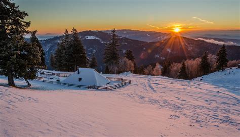 Winter Morning Snow Mountain Sun ☀ Hd Wallpaper