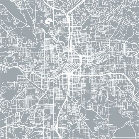 Map Of Atlanta Large Canvas City Maps Street Map Vintage Etsy