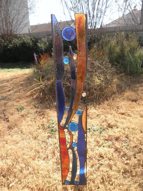 Stained Glass Garden Sculpture Rockport By Feralglass On Etsy