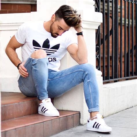 25 Outfits To Wear With White Sneakers For Men Adidas Superstar