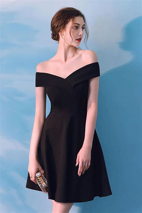 elegant sexy little black dress black cocktail dress classic dress party gown knee length v neck