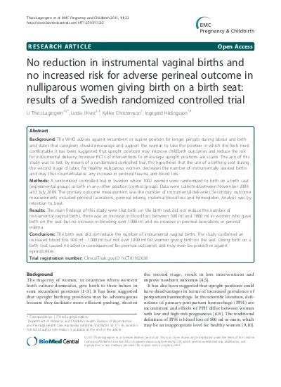No Reduction In Instrumental Vaginal Births And No Increased Risk For