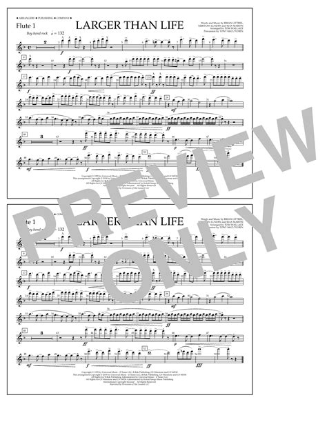 Larger Than Life Flute 1 Sheet Music Tom Wallace Marching Band