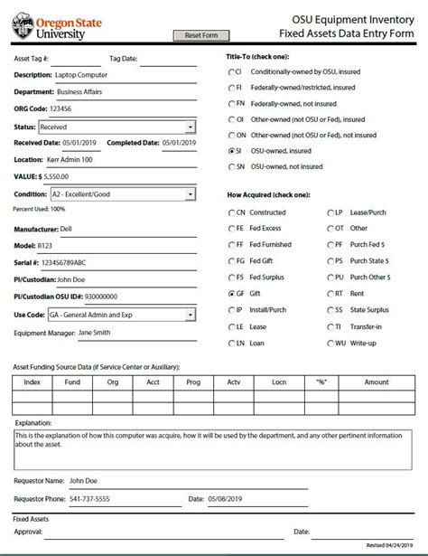 Ex3 Fixed Asset Data Entry Fade Form Finance And Administration