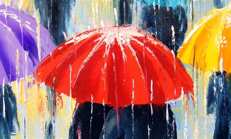 Rain In Colorful Umbrellas Paintings By Olha Darchuk