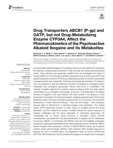 PDF Drug Transporters ABCB1 P Gp And OATP But Not Drug