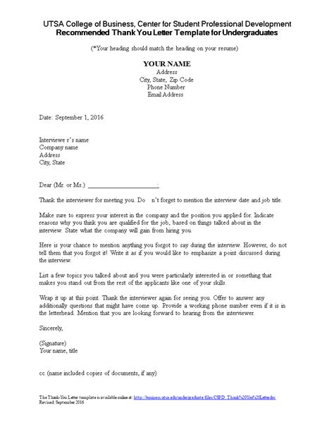 Thank You Business Letter Templates At