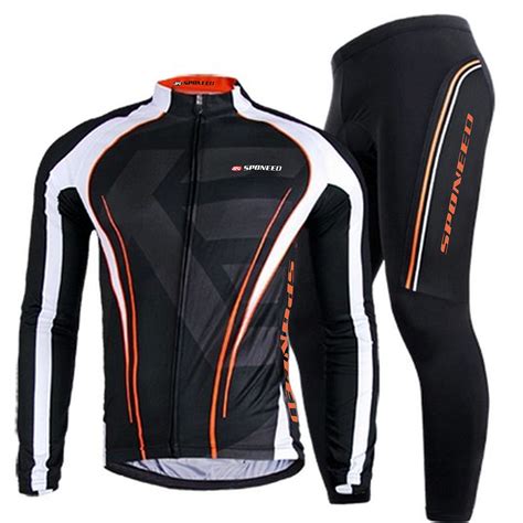 Sponeed Mens Bicycle Jersey Full Sleeve Padded Bike Pants Compression