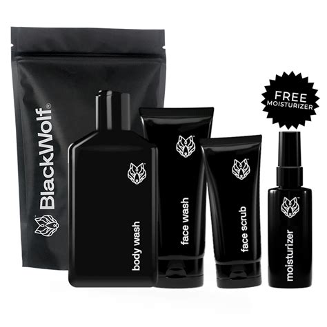 Black Wolf Charcoal Powder Body Wash For Men With Scrubber 10 Fl Oz
