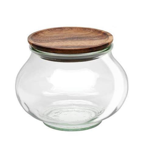 Glass Airtight Jar Deco 1l With Wooden Lid Weck