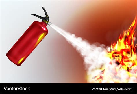 Extinguishing Flame With Fire Extinguisher Vector Image